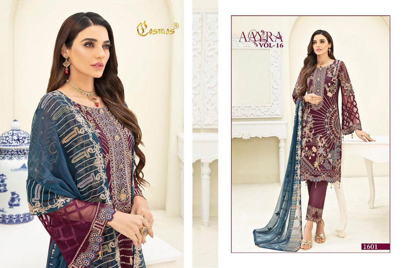 Cosmos Fashion Aarya Vol 16 Fox Georgette And Net With Embroidery Work Pakistani Style Salwar Kameez