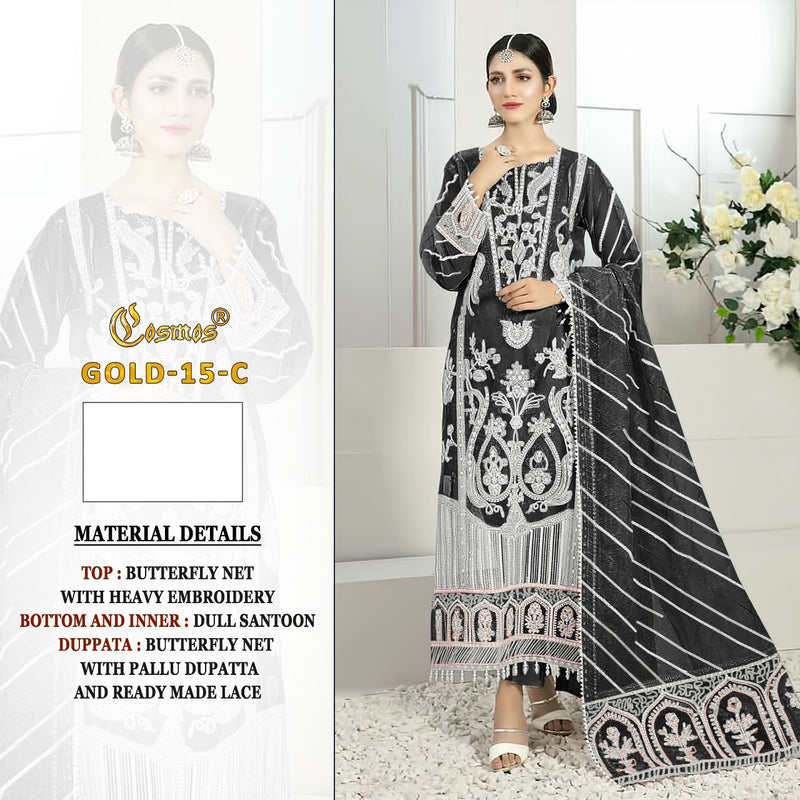 Cosmos Gold 15 C Net Heavy Embroidery Work Stylish Pakistani Wear Suit