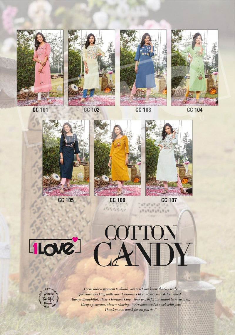 Cotton Candy By 1Love S4u Heavy Designer Stylish Handwork Single Kurti