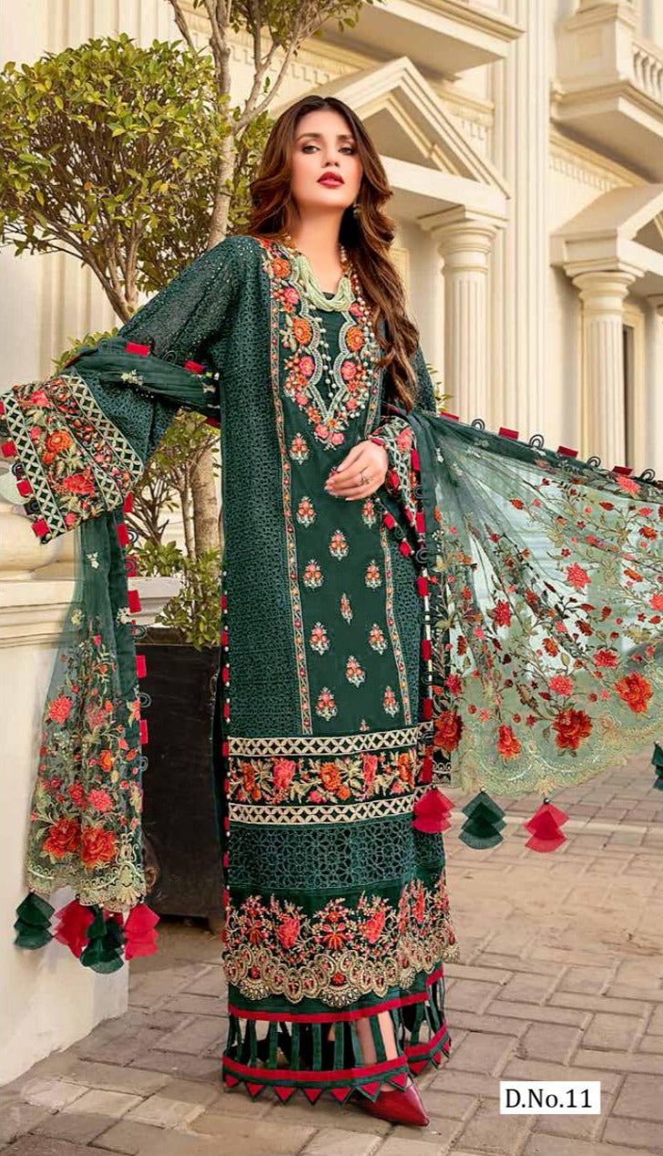 Cross Stitch Dno 11 Pure Cotton Chikankari Work Pakistani Salwar Suit