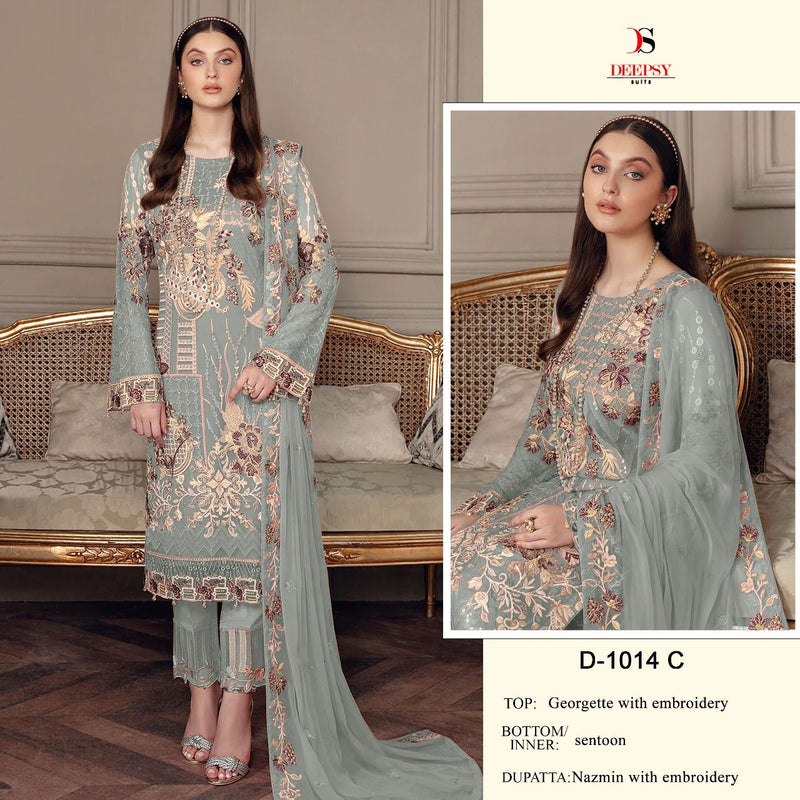 Deepsy Suit Dno 1014 C Georgette With Heavy Beautiful Embroidery Work Stylish Designer Pakistani Salwar Kameez