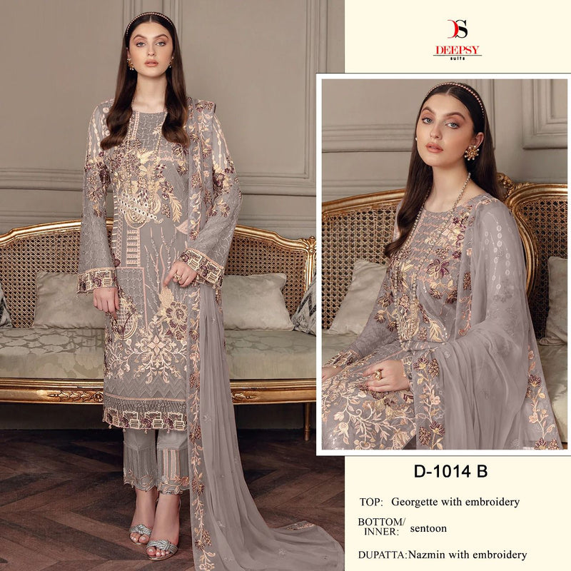 Deepsy Suit Dno 1014 B Georgette With Heavy Beautiful Embroidery Work Stylish Designer Pakistani Salwar Kameez