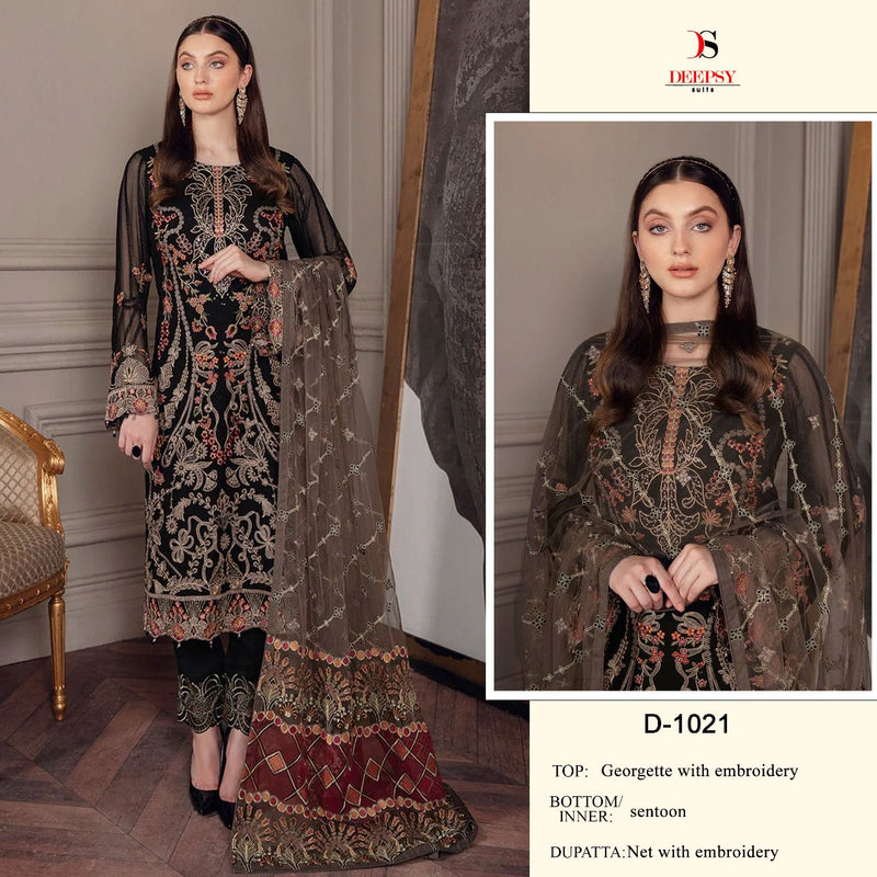 Deepsy Suit D 1021 Georgette With Heavy Embroidery Work Stylish Designer Party Wear Salwar Kameez