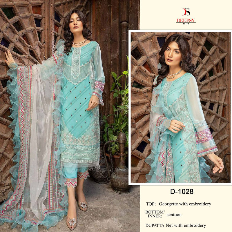 Deepsy Suit D 1028 Georgette With Fancy Embroidery Work Stylish Designer Beautiful Salwar Kameez