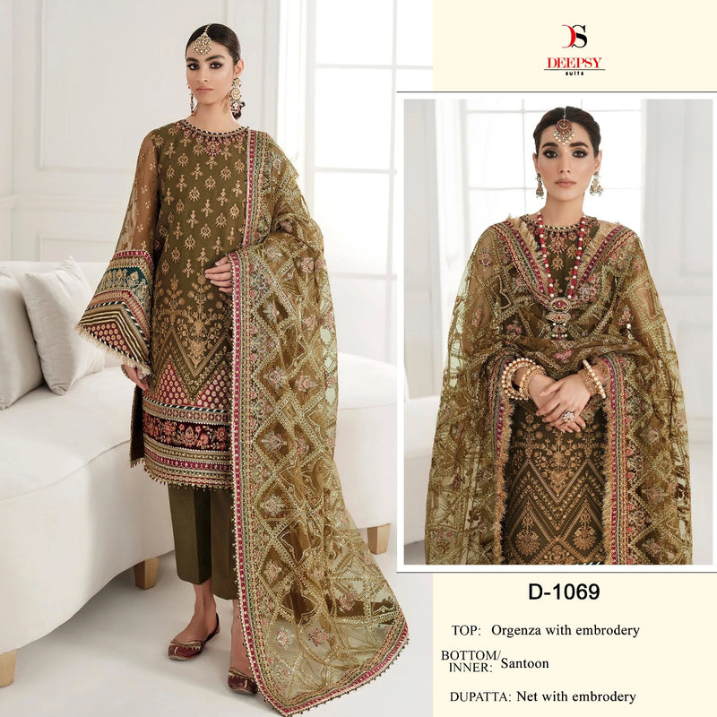 Deepsy Suit Dno 1069 Organza With Beautiful Work Stylish Designer Wedding Look Salwar Kameez