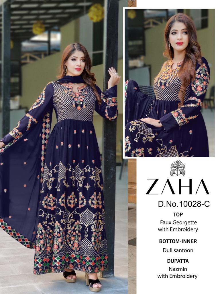 Zaha D No 10028 Embroidered Pakistani Style Party Wear Salwar Suits