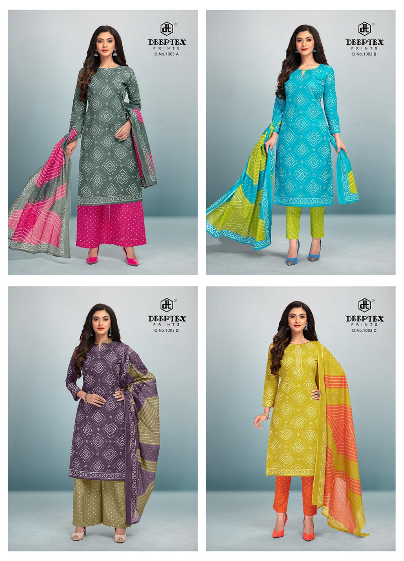Deeptex Prints 4 Colors Vol 1 D No 1003 Cotton Printed Party Wear Salwar Suits