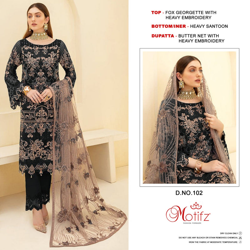 Motifz Dno 102 Georgette With Heavy Embroidery Work Stylish Beautiful Look Salwar Kameez