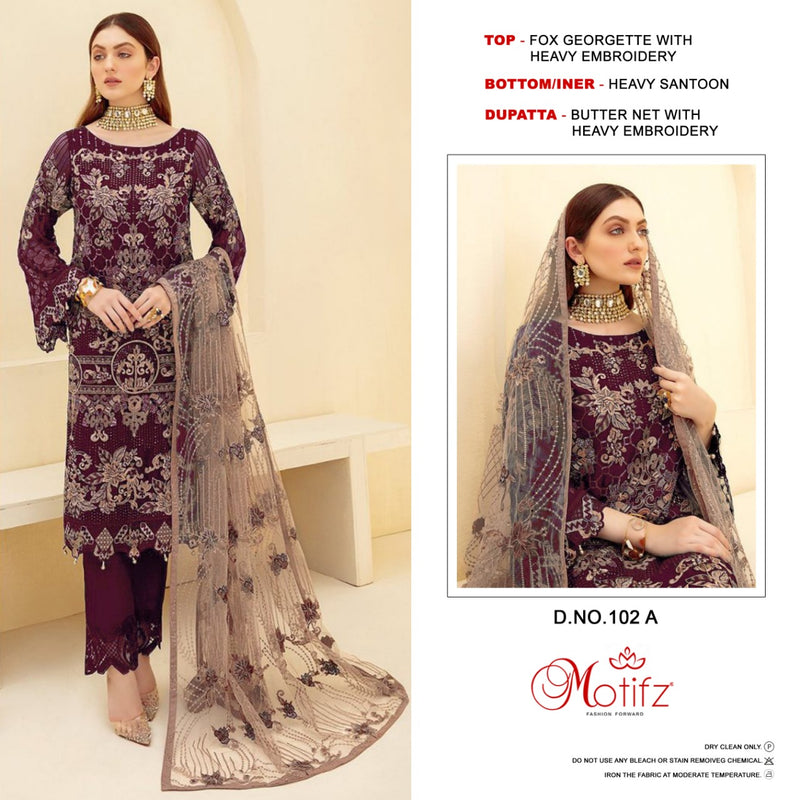 Motifz Dno 102 Georgette With Heavy Embroidery Work Stylish Beautiful Look Salwar Kameez