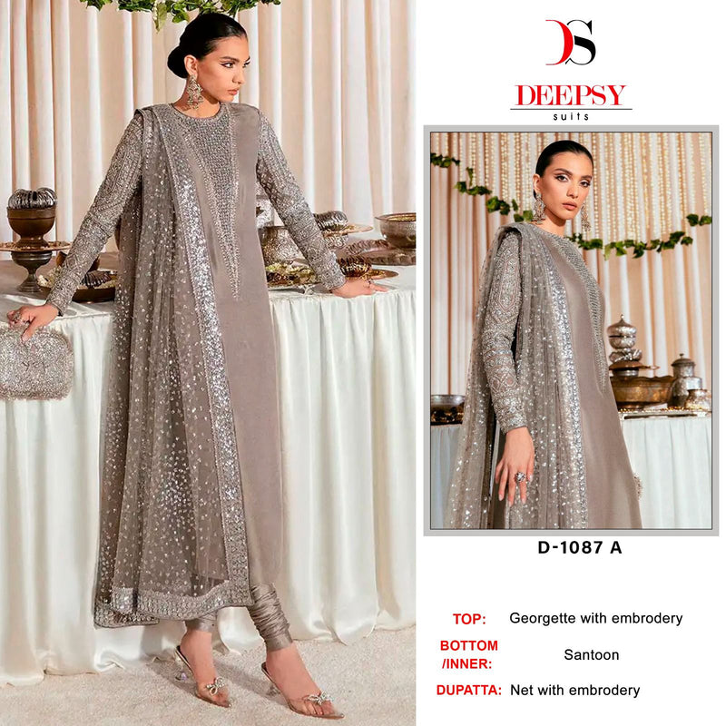 Deepsy Suits Presents D No 1087 Georgette Embroidery Work Designer Pakistani Salwar Kameez