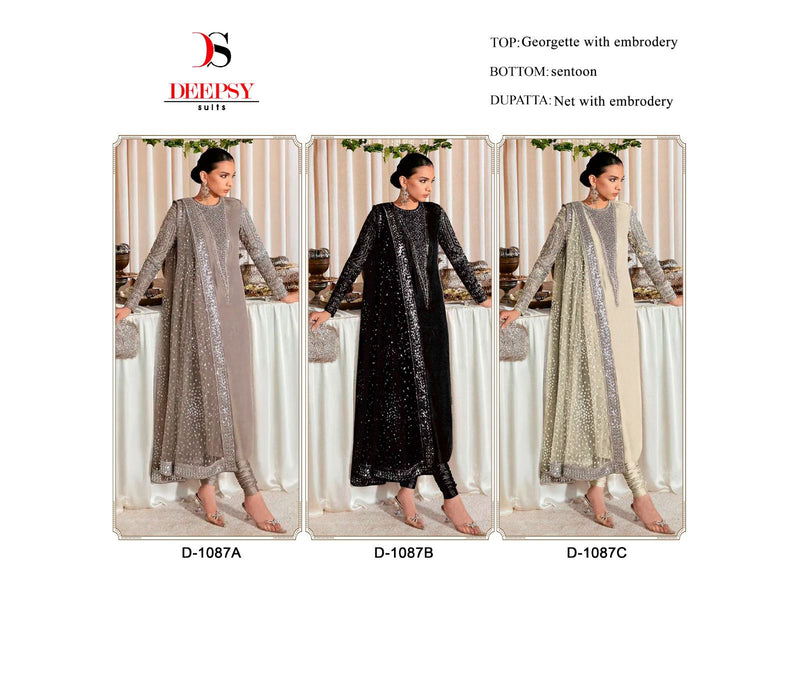 Deepsy Suits Presents D No 1087 Georgette Embroidery Work Designer Pakistani Salwar Kameez