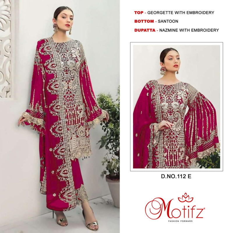 Motifz Dno 112 D Georgette With Beautiful Heavy Embroidery Work Stylish Designer Pakistani Salwar Kameez