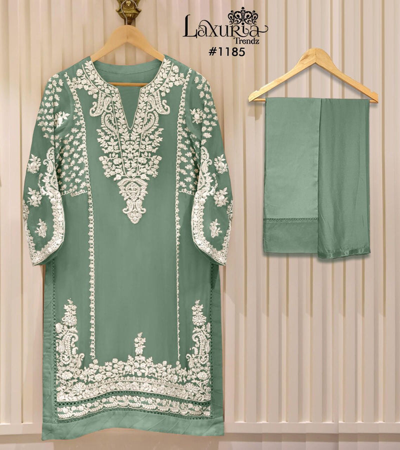 Laxuria Trendz D No 1185 Fox Georgette Designer Pakistani Style Party Wear Kurtis With Bottom & Dupatta