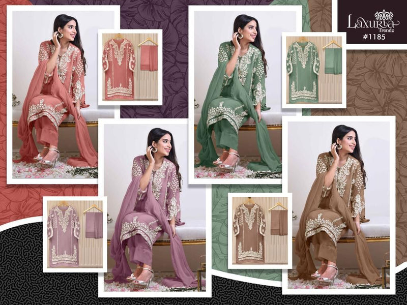 Laxuria Trendz D No 1185 Fox Georgette Designer Pakistani Style Party Wear Kurtis With Bottom & Dupatta