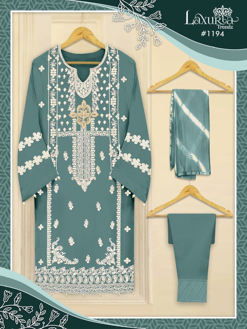 Laxuria Trendz D No 1194 Fox Georgette Designer Pakistani Style Party Wear Kurtis With Bottom & Dupatta