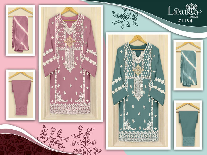 Laxuria Trendz D No 1194 Fox Georgette Designer Pakistani Style Party Wear Kurtis With Bottom & Dupatta