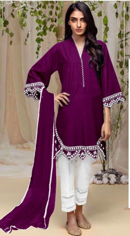 AL Qasar D No 1201 Georgette Embroidered Designer Party Wear Kurtis With Pant Style  Bottom  & Dupatta