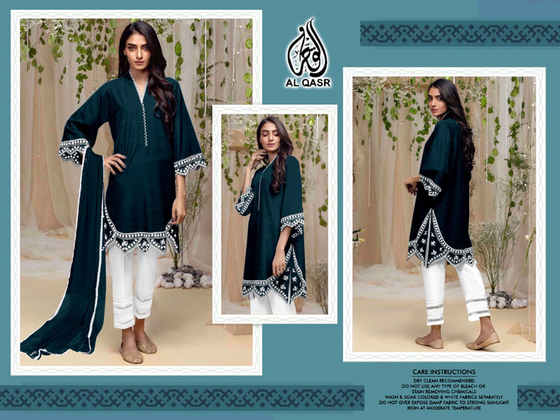 AL Qasar D No 1201 Georgette Embroidered Designer Party Wear Kurtis With Pant Style  Bottom  & Dupatta