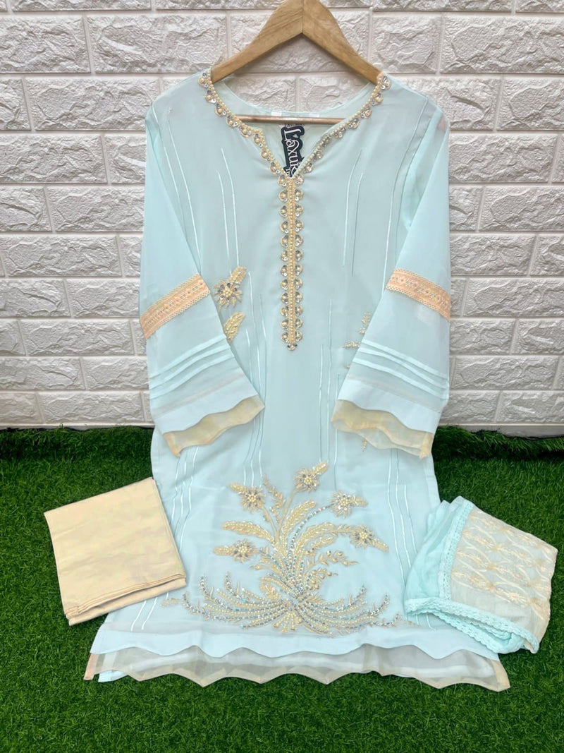Laxuria Trendz Dno 1226 Georgette With Beautiful Heavy Embroidery Work Stylish Designer Casual Look Pret Kurti