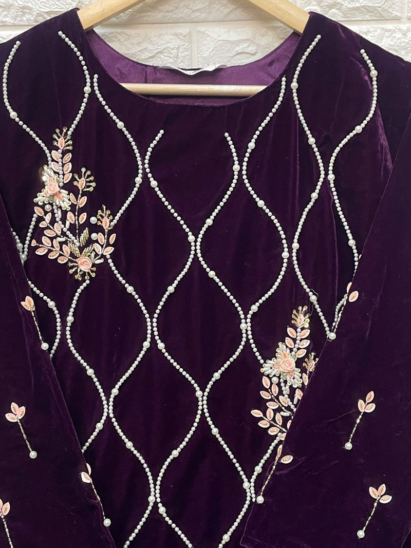 Laxuria Trendz Dno 1228 Velvet With Heavy Embroidery Work stylish Designer Pret Kurti