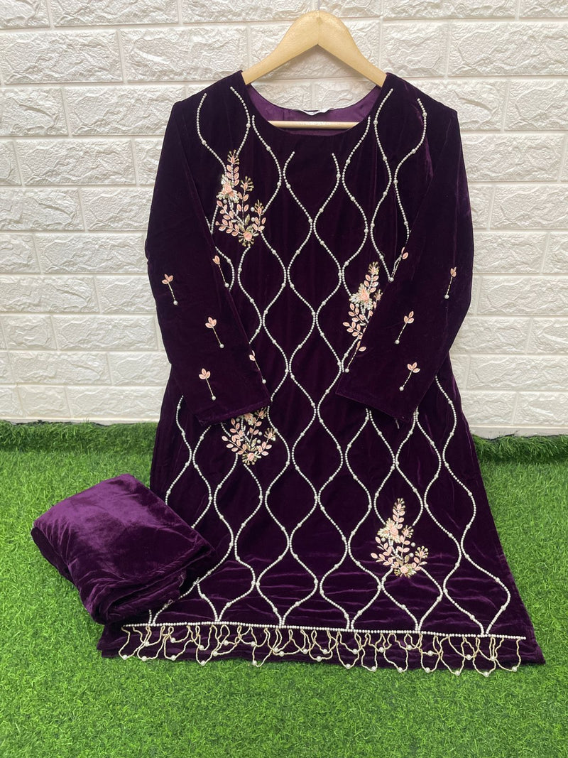 Laxuria Trendz Dno 1228 Velvet With Heavy Embroidery Work stylish Designer Pret Kurti