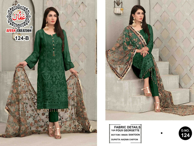 Affan Creation D No 124 Colors Georgette Pakistani Style Festive Wear Salwar Suits