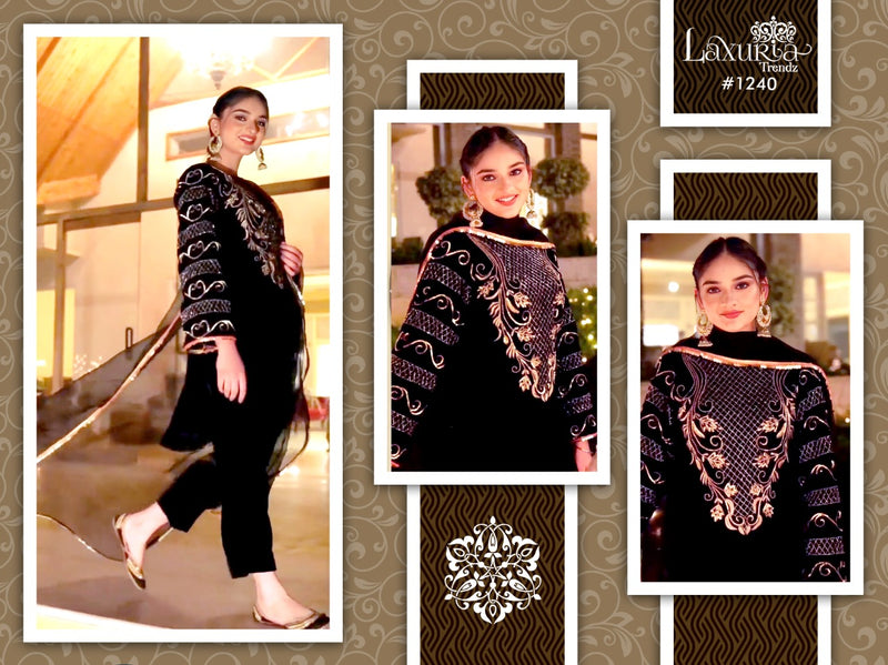 Laxuria Trendz Dno 1240 Velvet With Heavy Embroidery Work Stylish Designer Party Wear Fancy Kurti
