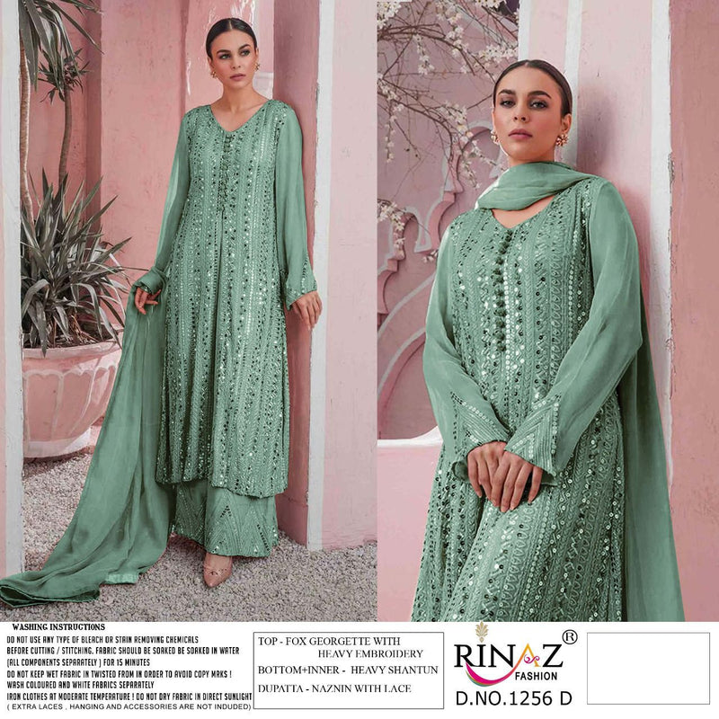 Rinaz Fashion D No 1256 Colour Fox Georgette Heavy Designer Pakistani Style Wedding Wear Salwar Kameez