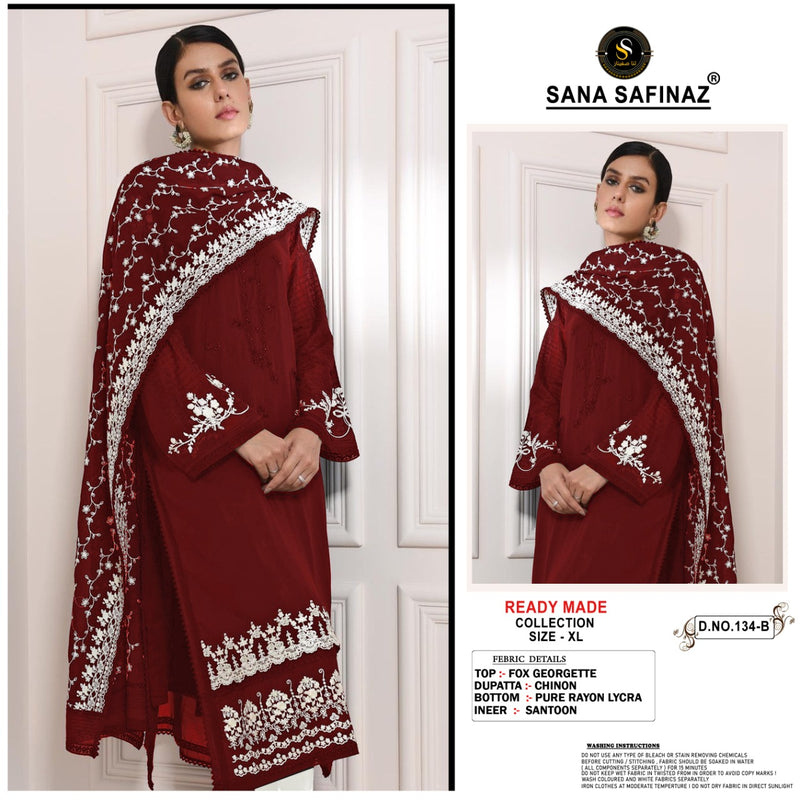 Sana Dno 134 B Georgette With Fancy Embroidery Work Stylish Designer Pret Kurti