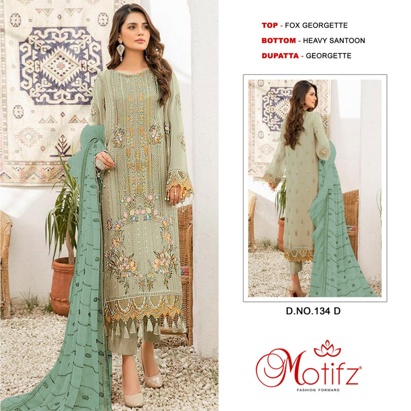 Motifz Dno 134 D Georgette With Heavy Embroidery Work Stylish Designer Pakistani Wedding Wear Salwar Kameez