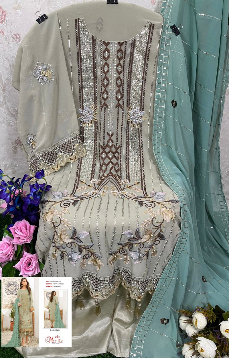 Motifz Dno 134 D Georgette With Heavy Embroidery Work Stylish Designer Pakistani Wedding Wear Salwar Kameez