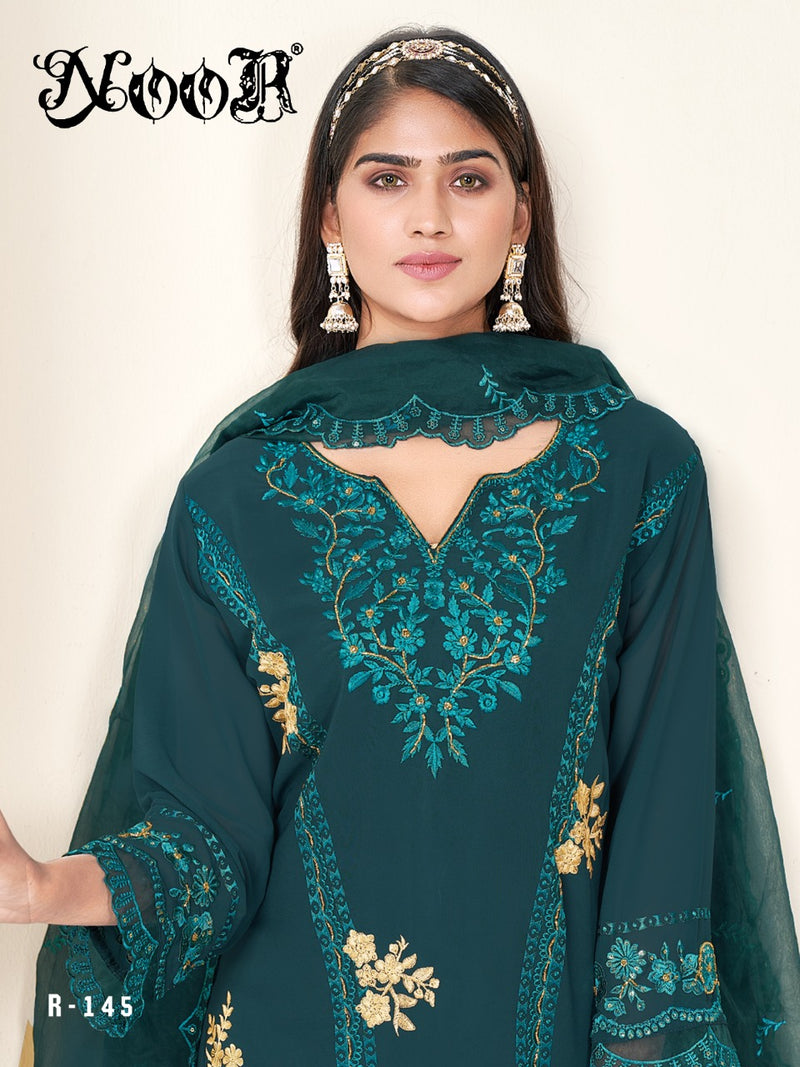 Noor Dno 145 Georgette With Heavy Embroidery Work Stylish Designer Pakistani Fancy Kurti