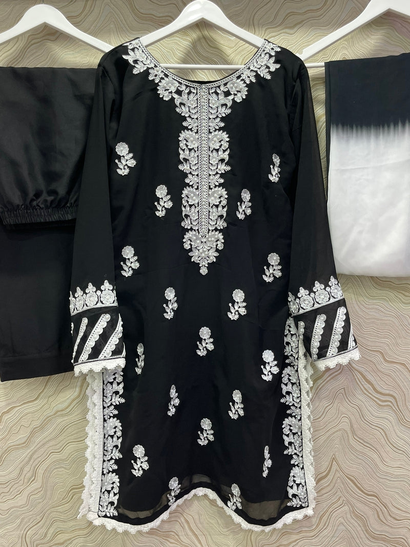 Hk D no 1495 Georgette With Fancy Embroidery work Stylish Designer Casual Look Kurti