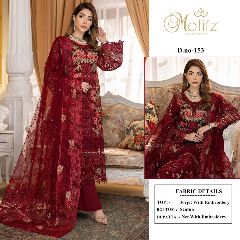 Motifz Dno 153 Georgette With Fancy Heavy Embroidery Work Stylish Designer Party Wear Pakistani Salwar Kameez