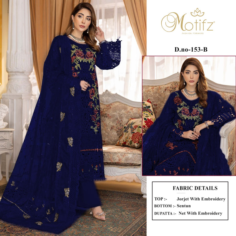 Motifz Dno 153 Georgette With Fancy Heavy Embroidery Work Stylish Designer Party Wear Pakistani Salwar Kameez