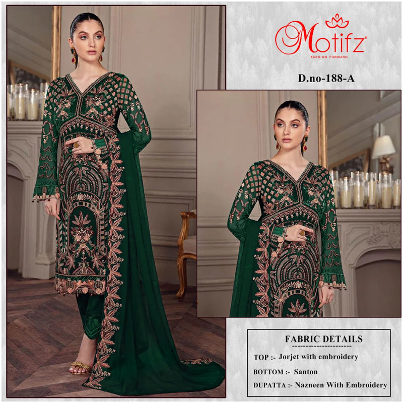 Motifz Dno 188 A Georgette With Beautiful Heavy Embroidery Work Stylish Designer Pakistani Salwar Kameez