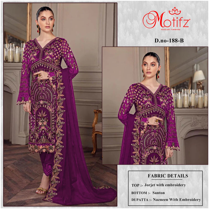 Motifz Dno 188 B Georgette With Beautiful Heavy Embroidery Work Stylish Designer Pakistani Salwar Kameez