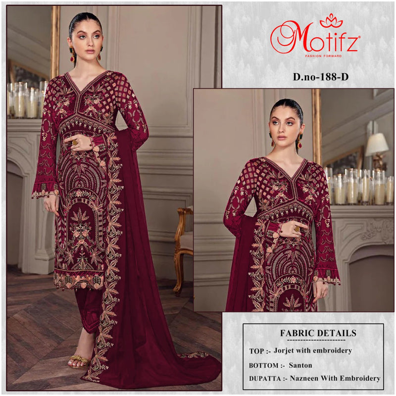 Motifz Dno 188 D Georgette With Beautiful Heavy Embroidery Work Stylish Designer Pakistani Salwar Kameez