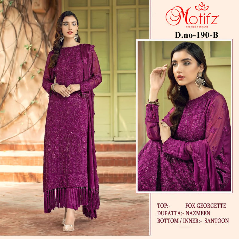 Motifz Dno 190 B Georgette With Beautiful Heavy Embroidery Work Stylish Designer Wedding Look Salwar Kameez