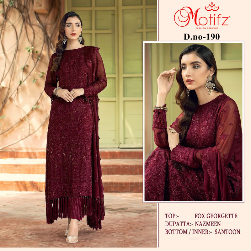 Motifz Dno 190 Georgette With Heavy Embroidery Work Stylish Designer Party Wear Salwar Kameez