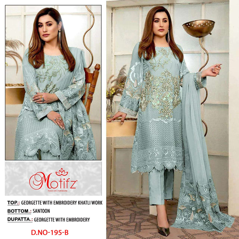 Motifz Dno 195 B Georgette With Heavy Beautiful Embroidery Work Stylish Designer Pakistani Salwar Kameez