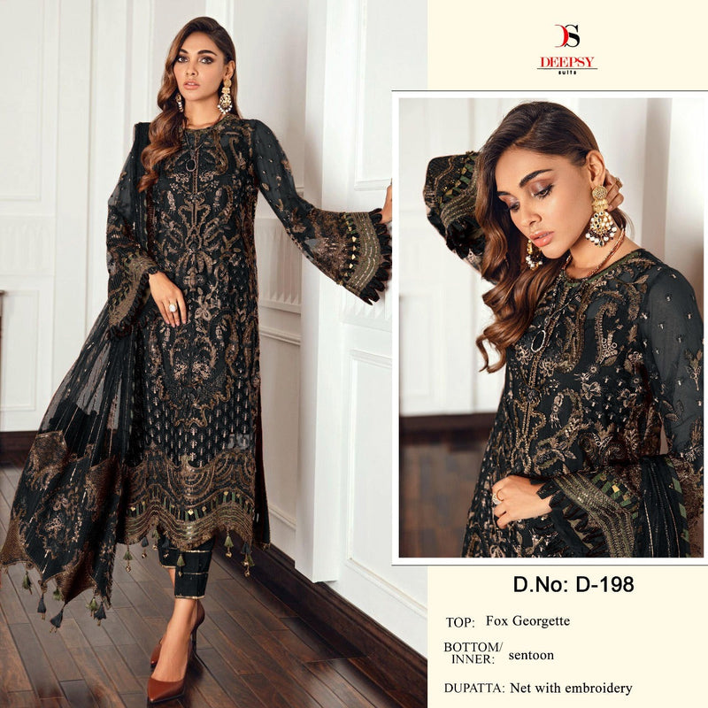 Deepsy Suits D No 198 Georgette Embroidered Pakistani Style Party Wear Salwar Suits