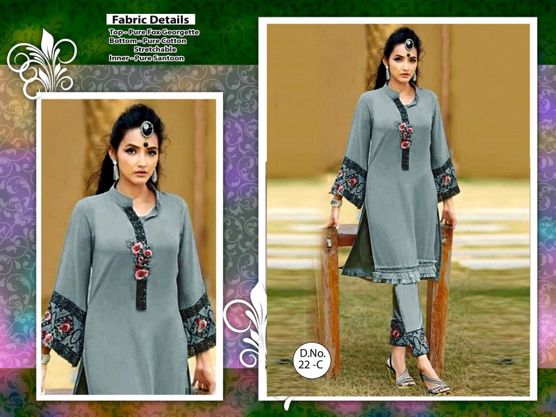 Luxuria Trendz Dno 22 Georgette With Heavy Embroidery Work Stylish Designer Pakistani Kurti