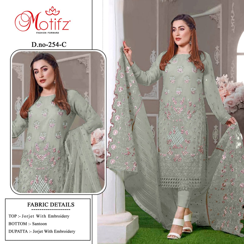 Motifz Dno 254 C Georgette With Heavy Beautiful Embroidery Work Stylish Designer Pakistani Fancy Salwar Suit