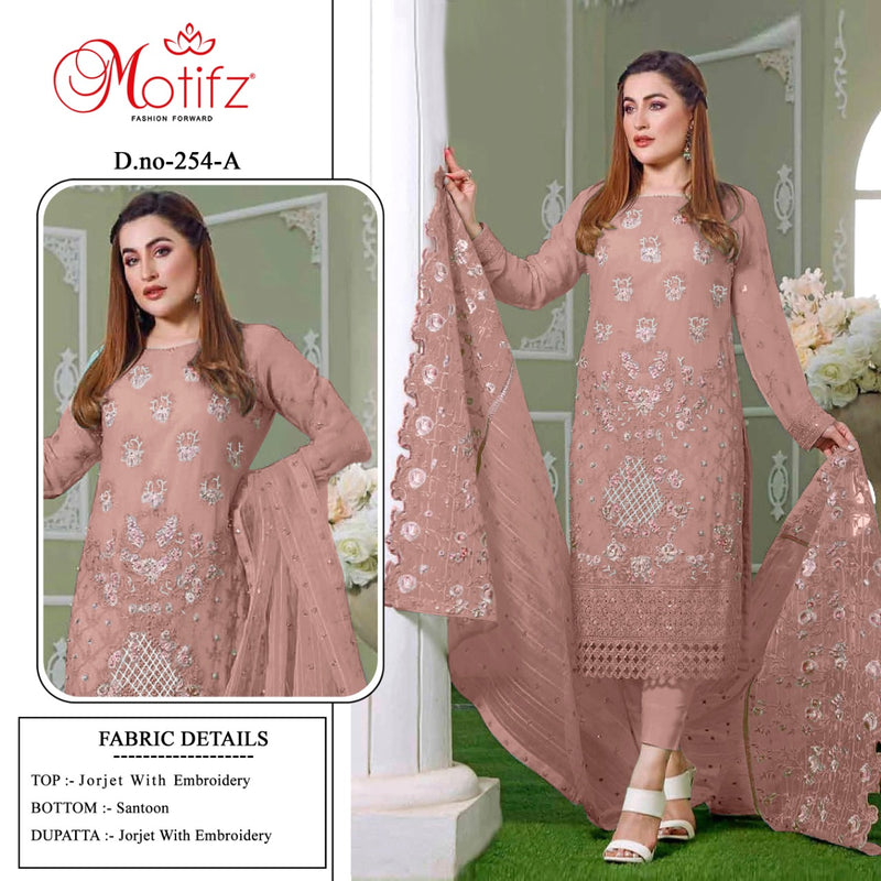 Motifz Dno 254 A Georgette With Heavy Beautiful Embroidery Work Stylish Designer Pakistani Fancy Salwar Suit