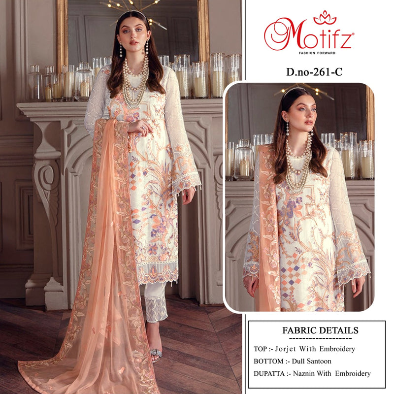 Motifz Dno 261 C Georgette With Heavy Embroidery Work Stylish Designer Pakistani Party Wear Salwar Kameez