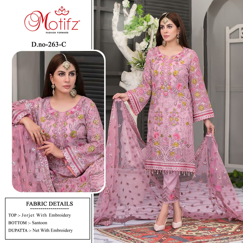 Motifz Dno 263 Georgette With Beautiful Embroidery Work Stylish Designer Salwar Kameez