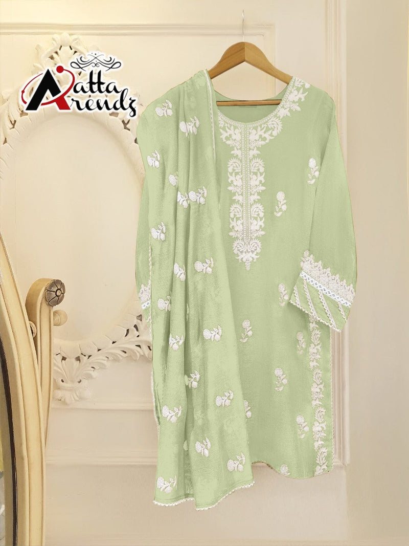 Atta Trendz D No 2708 Georgette Designer Pakistani Style Embroidered Festive Wear Kurtis With Bottom &  Dupatta