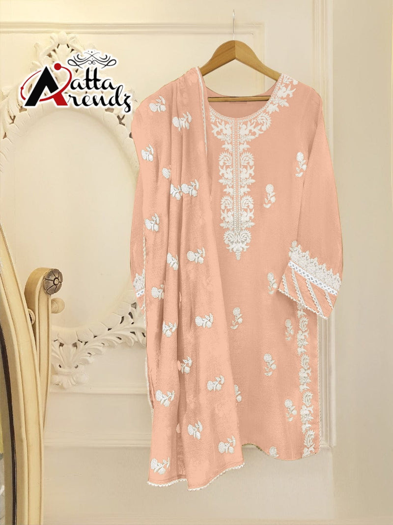 Atta Trendz D No 2708 Georgette Designer Pakistani Style Embroidered Festive Wear Kurtis With Bottom &  Dupatta