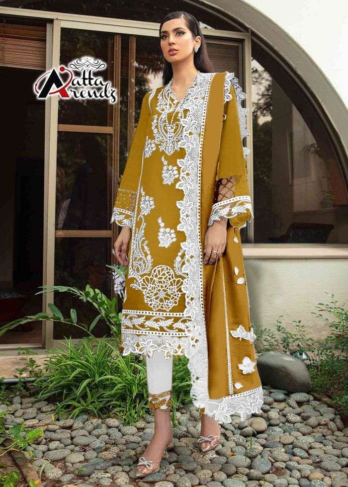 Atta Trendz D No 2712 Georgette Pakistani Style Festive Wear Kurtis With Bottom & Dupatta